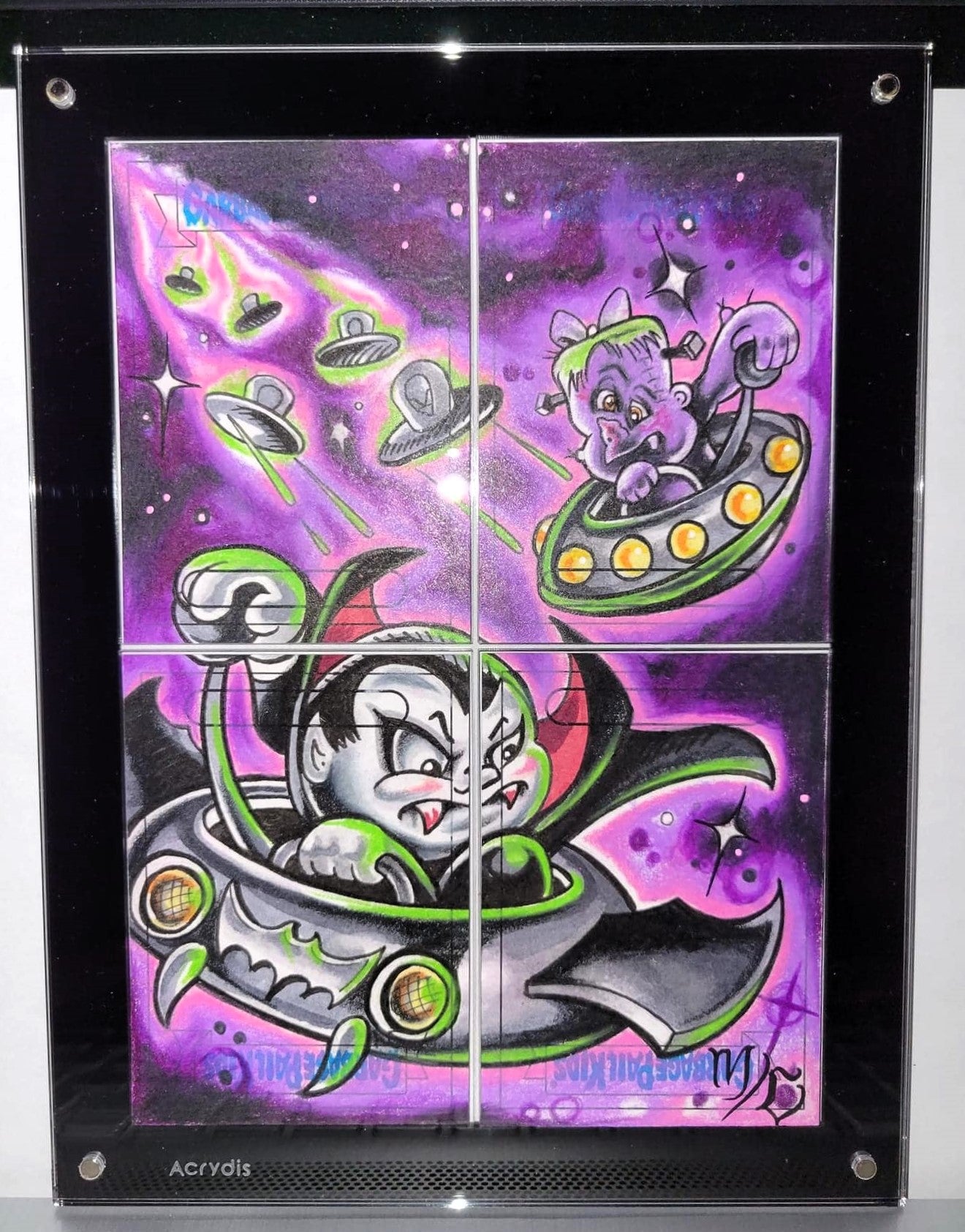 Acrylic MAGNETIC Holder For Loaded Sketch Cards - BLACK - Acrydis