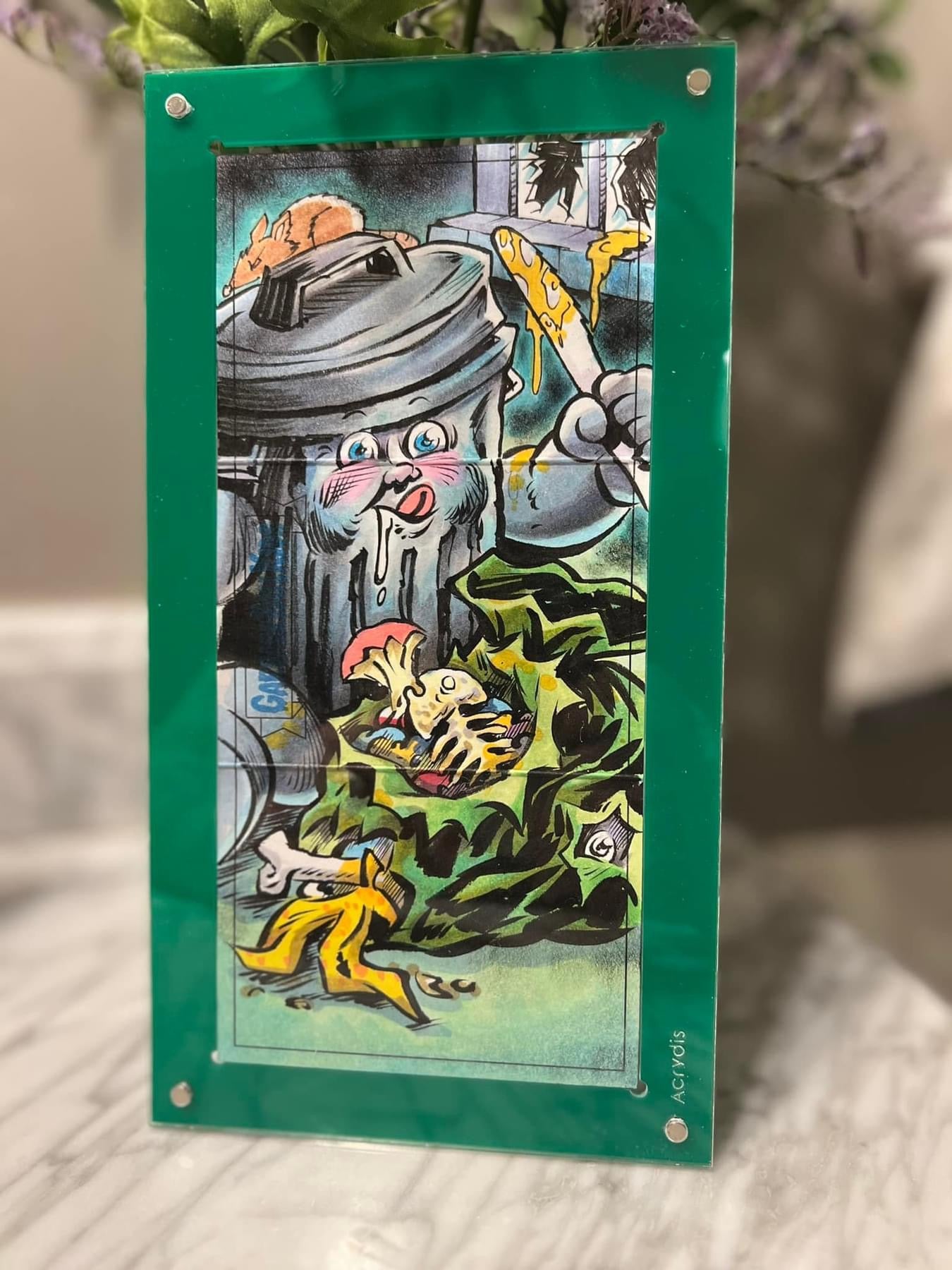 Acrylic Holder (MAGNETIC) For Triptych (triple) or Trifold Sketch Cards - GREEN - Acrydis