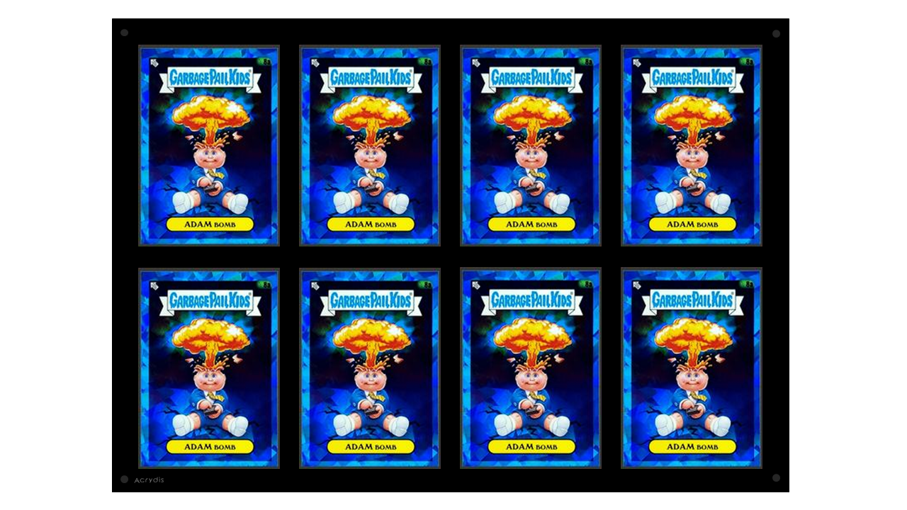 (AVAILABLE IN MARCH) Acrylic Wall Display For 8 (2x4) Standard Size Cards With UVR Front Board & Corner Protection. For Sleeved Cards up to 66x91mm. - Acrydis