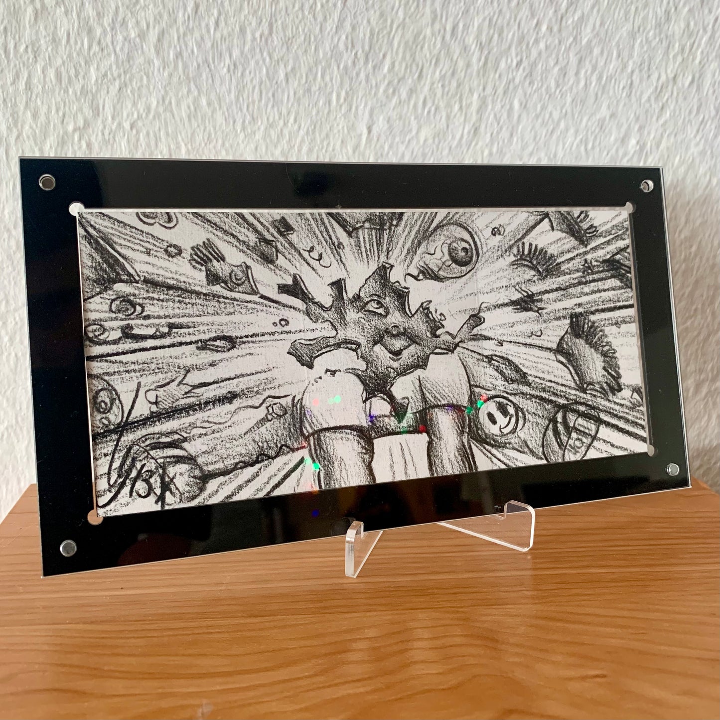 Acrylic MAGNETIC Holder For Triptych (triple) Sketch Cards - BLACK - Acrydis