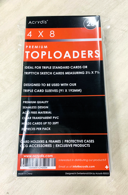4'' x 8'' Toploaders for triptych sketch cards or triple standard cards - Acrydis