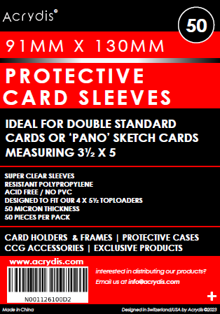 Protective card sleeves 91x130mm. For panorama panoramic pano sketch cards or double standard cards. - Acrydis