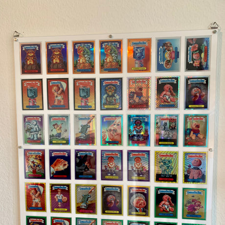 42 Card Wall Frame for Garbage Pail Kids OS series. Designed to fit sleeved cards. WHITE COLOR - Acrydis