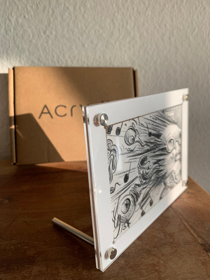 UV Resistant Acrylic Stand/Holder/Frame For Panoramic or Pano (double) Sketch Cards - WHITE - Acrydis