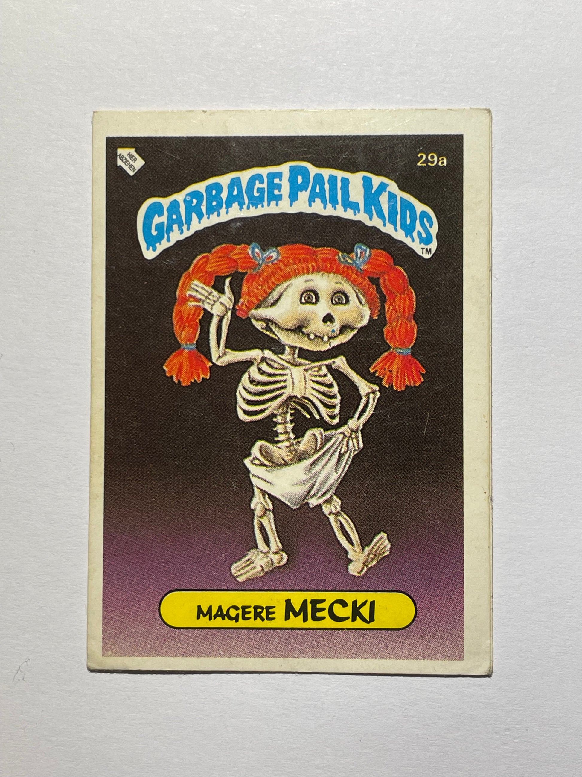 Garbage Pail Kids | German Test Set | 1985 | MAGERE MECKI 29A CHECKLIST | OS1 BONY JOANIE/THIN LYNN - Acrydis