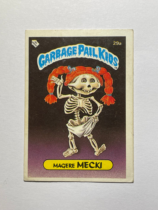 Garbage Pail Kids | German Test Set | 1985 | MAGERE MECKI 29A CHECKLIST | OS1 BONY JOANIE/THIN LYNN - Acrydis