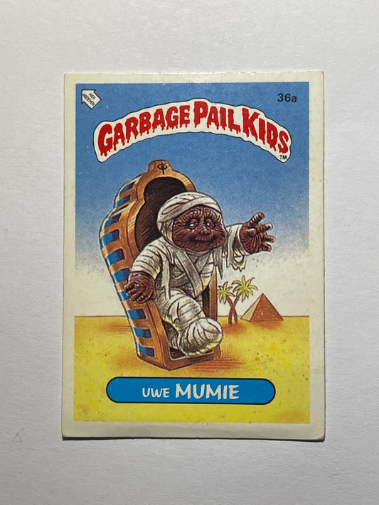 Garbage Pail Kids | German Test Set | 1985 | UWE MUMIE 36A | OS1 WRAPPIN'RUTH/TOMMY TOMB - Acrydis