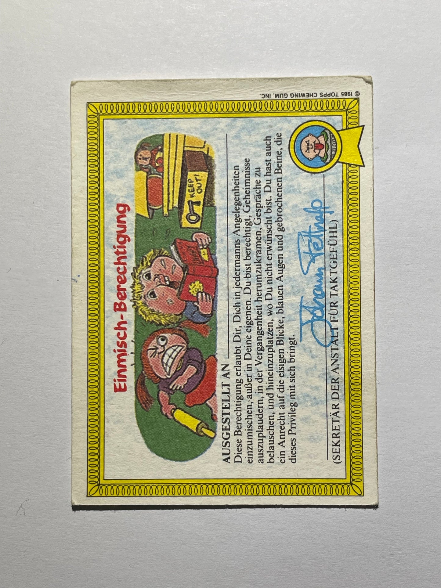 Garbage Pail Kids | German Test Set | 1985 | UWE MUMIE 36A | OS1 WRAPPIN'RUTH/TOMMY TOMB - Acrydis
