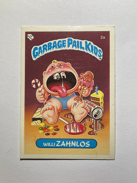 Garbage Pail Kids | German Test Set | 1985 | WILLI ZAHNLOS 2A | OS1 JUNKFOOD JOHN/RAY DECAY - Acrydis