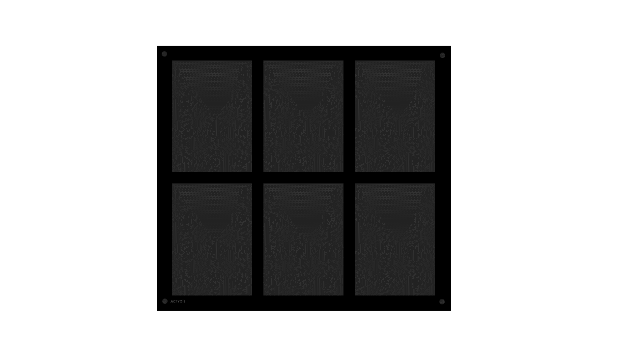 (AVAILABLE IN MARCH) Acrylic Wall Display For 6 (2x3) Standard Size Cards With UVR front board. For Sleeved Cards up to 66x91mm. - Acrydis