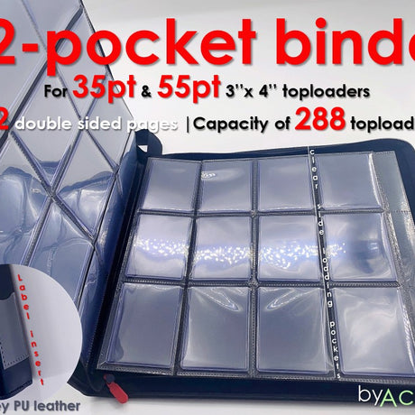 12 Double Sided Pocket TopLoader Binder | Fits 288 TopLoaders | 35pt & 55pt - Acrydis