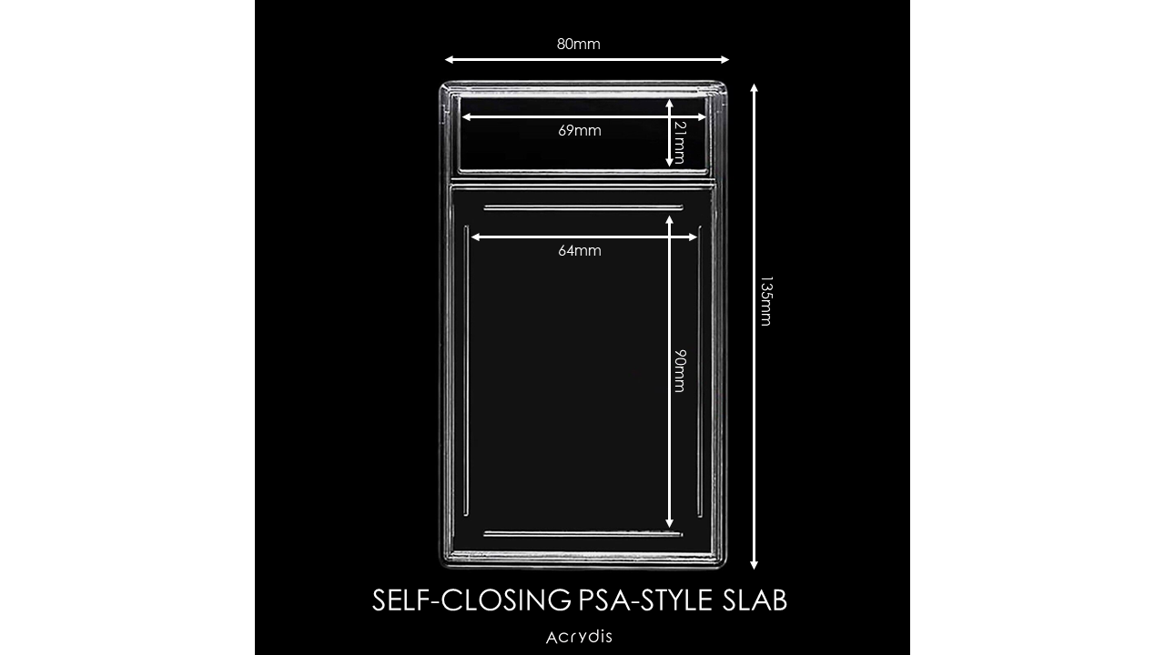 NEW: SELF-CLOSING EMPTY PSA-style slab 64-90mm (Standard Size Card) - **No ultrasonic welding necessary** - Acrydis