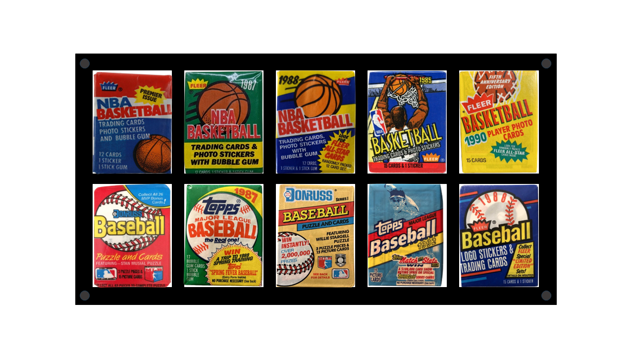 (AVAILABLE IN MARCH) Wall Frame for 10 Baseball/Basketball Wax Packs (up to 17ct) - Acrydis