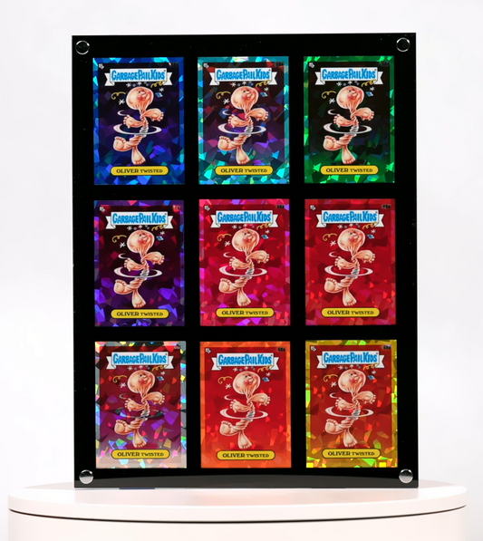 Acrylic Display For 9 Standard Size Cards. 'Rainbow' Frame. - Acrydis